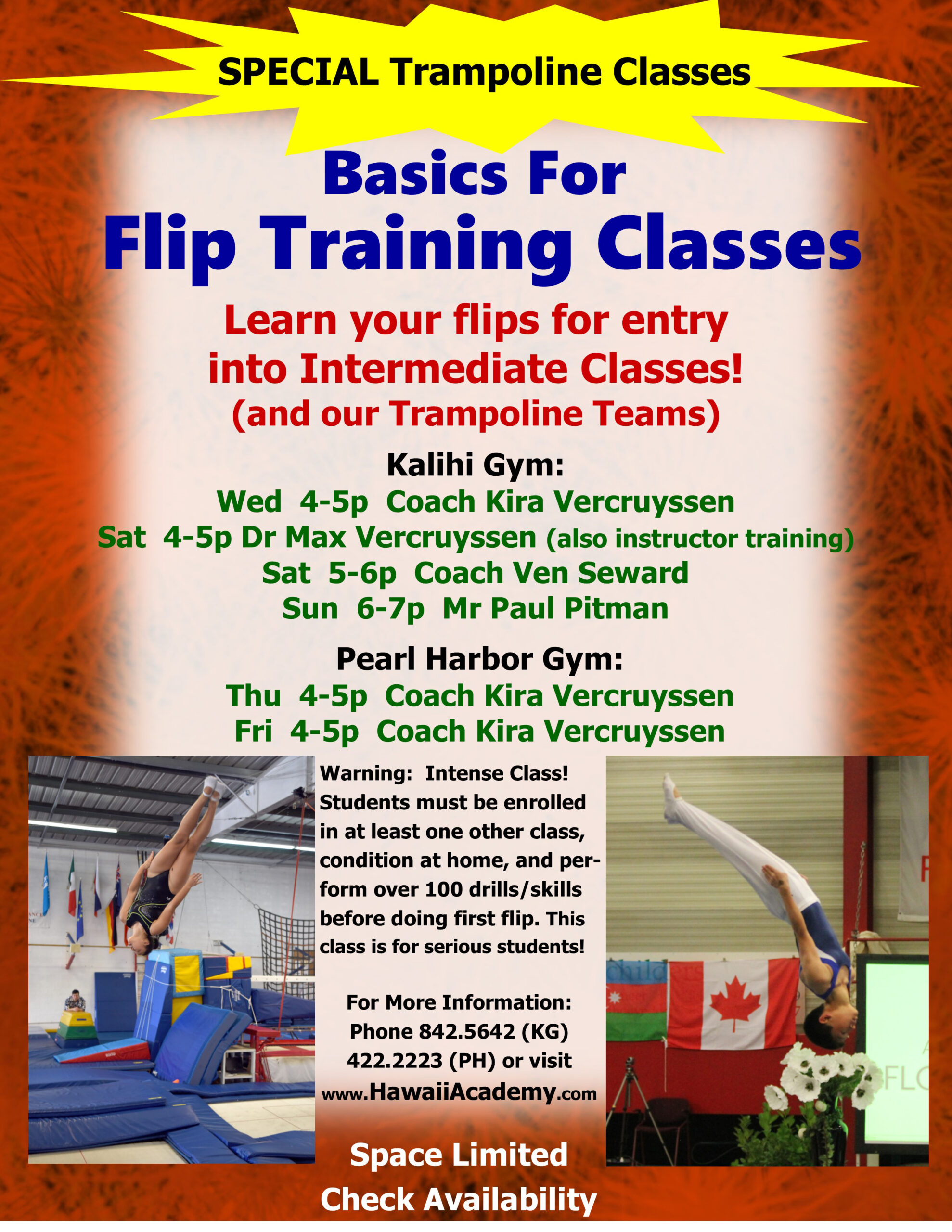 SPECIAL Trampoline Classes Hawaii Academy
